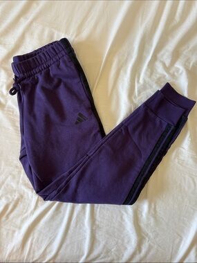 Adidas Womens Sweatpants Purple Jogger Pants with Black Trim